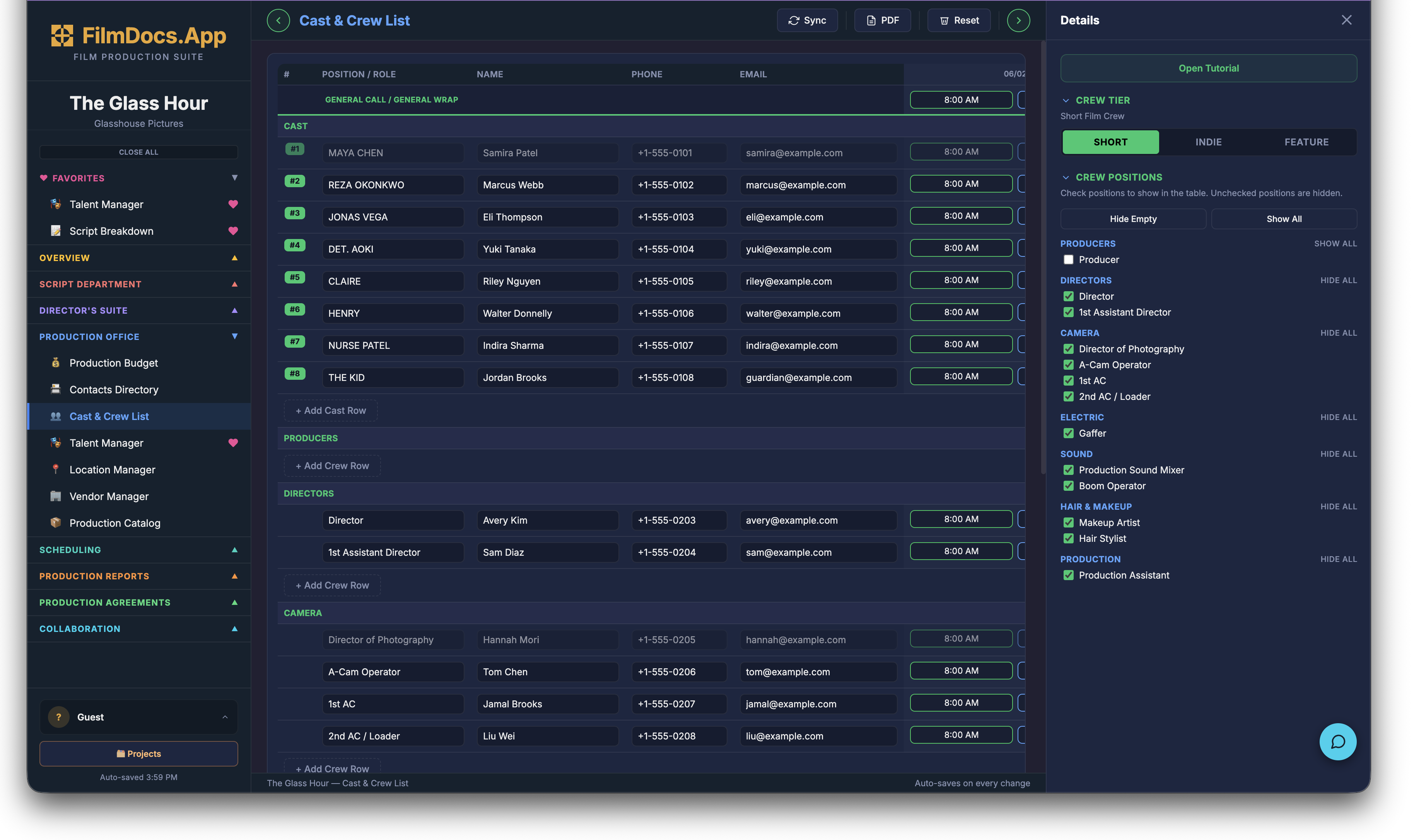 Cast & Crew List screenshot