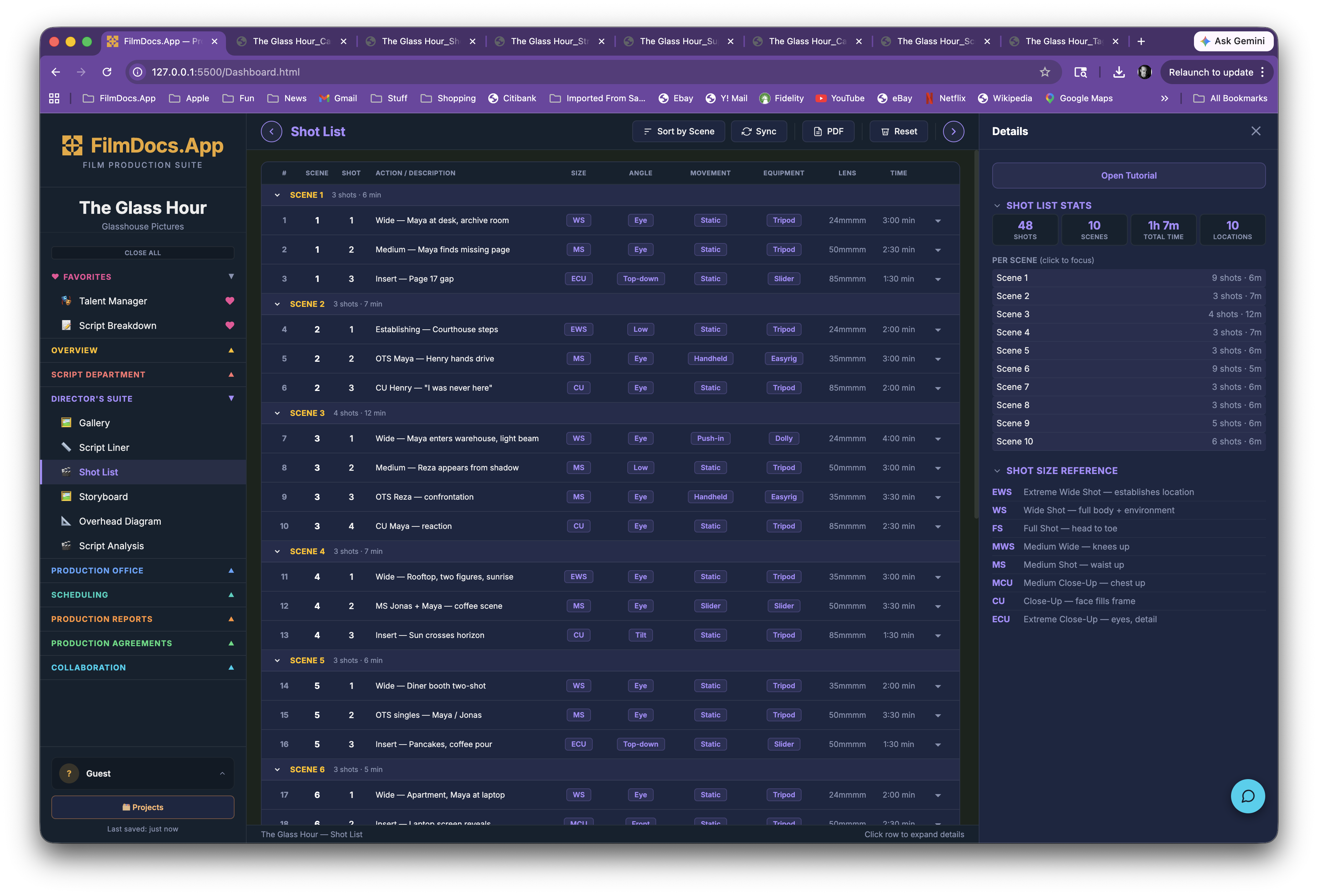 Shot List screenshot